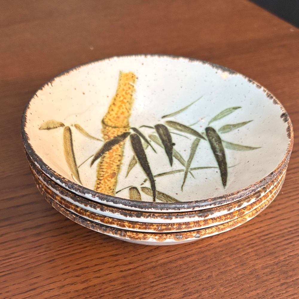 ‘70’s MIDWINTER STONEHENGE - Rangoon Pattern Hand Engraved Set of 4 Desert Bowls